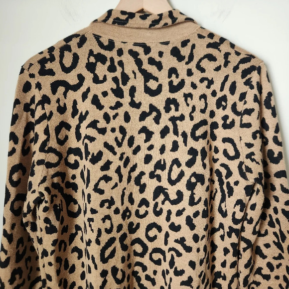 J.Crew | Sophie Open Front Merino Wool Blend Sweater Blazer in Leopard - Size S - Picture 7 of 10